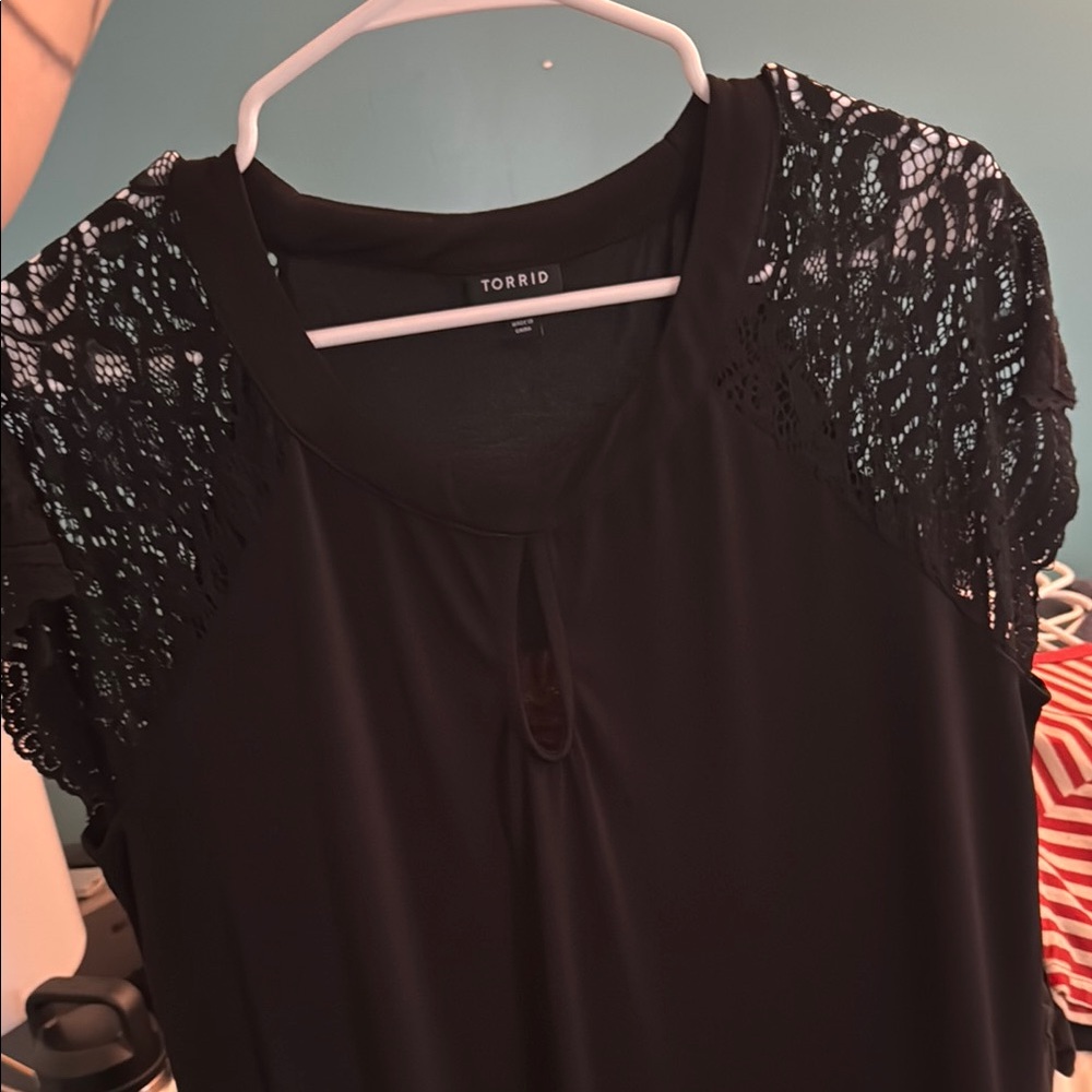 Torrid Black Lace Accent Blouse